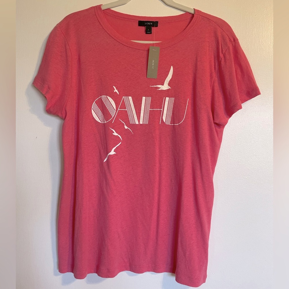 NWT J.Crew pink Oahu Tee, size L